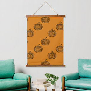 Tapisserie Suspendue Doodles d'Halloween boho mandala citrouilles Autom