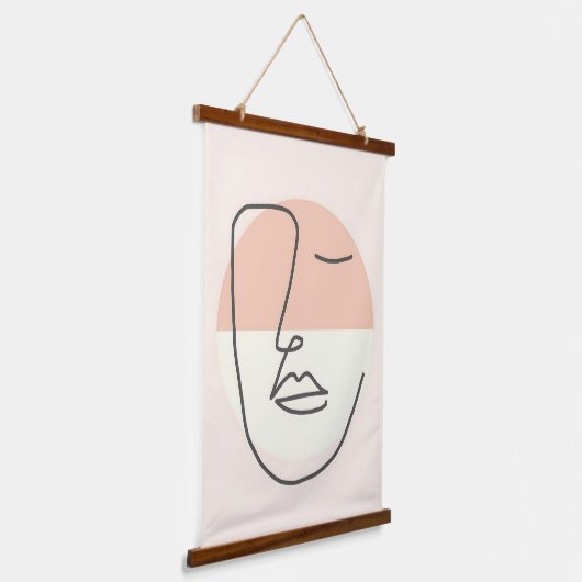 Tapisserie Suspendue Douceur dans la ligne - Visage Abstrait minimalist (Angulaire)