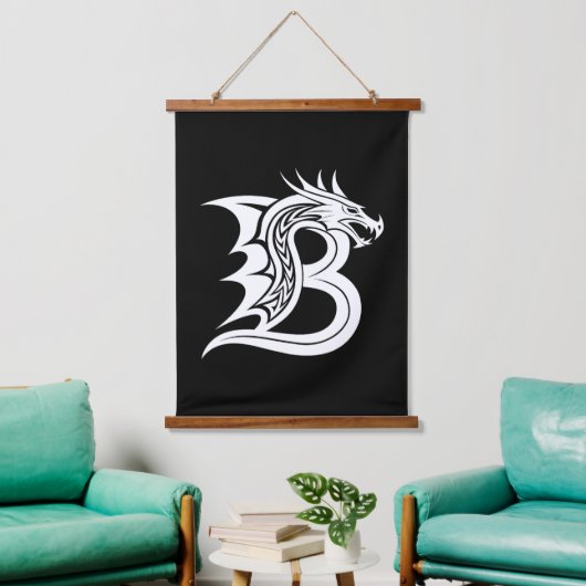 Tapisserie Suspendue Dragon Styled Letter B, Dragon Alphabet, Monogram (Salon)