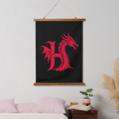 Tapisserie Suspendue Dragon Styled Letter H, Dragon Alphabet, Monogram (Chambre à coucher)