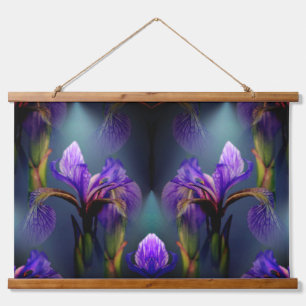 Tapisserie Suspendue Drapeau bleu Iris Fleur Art Abstrait