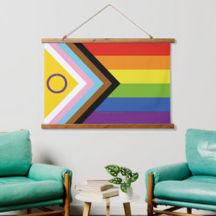 Tapisserie Suspendue Drapeau de fierté intersexe de SlipperyJoe's fond
