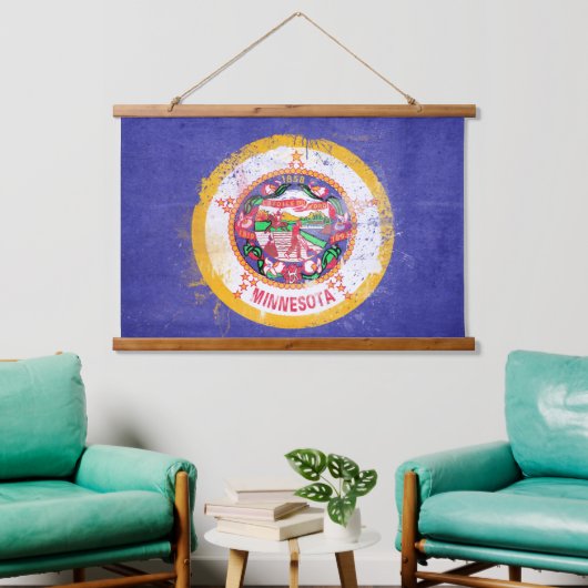 Tapisserie Suspendue Drapeau de l'État du Minnesota en détresse (Salon)