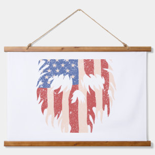 Tapisserie Suspendue Drapeau USA Crâne Barbe Design Patriotique en Dé