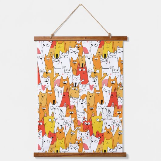 Tapisserie Suspendue Drôle Cartoon Cats Group Doodle (Recto)