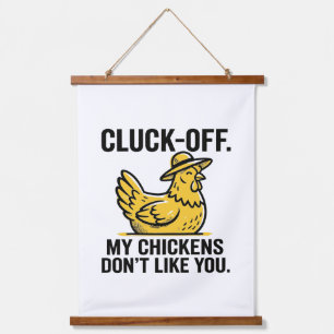 Tapisserie Suspendue Drôle Vintage Cluk Off Amateur de Poulet Minimalis