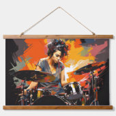 Tapisserie Suspendue Drum Player Musique Peinture Art Décor Abstrait (Devant)
