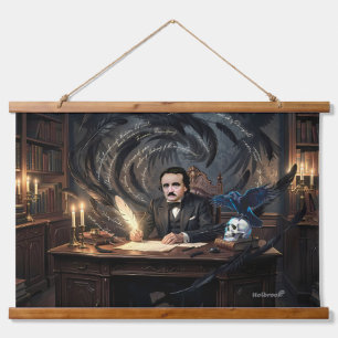 Tapisserie Suspendue Edgar A. Poe composant Le Corbeau dans des rêves g