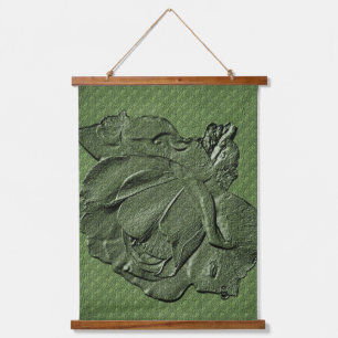 Tapisserie Suspendue Effet sculpté Vert Rosebud Art Floral