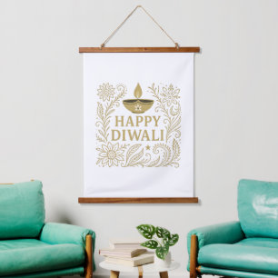 Tapisserie Suspendue Elégant Diwali Gold & Black Wall Tapestry