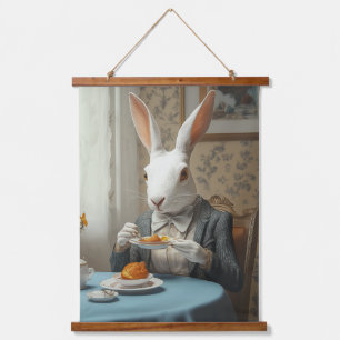 Tapisserie Suspendue Elégant lapin à l'heure du thé