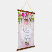 Tapisserie Suspendue Élégant Mariage floral rose vif (Angulaire)