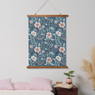 Tapisserie Suspendue Élégant motif floral avec fleurs rose et crème
