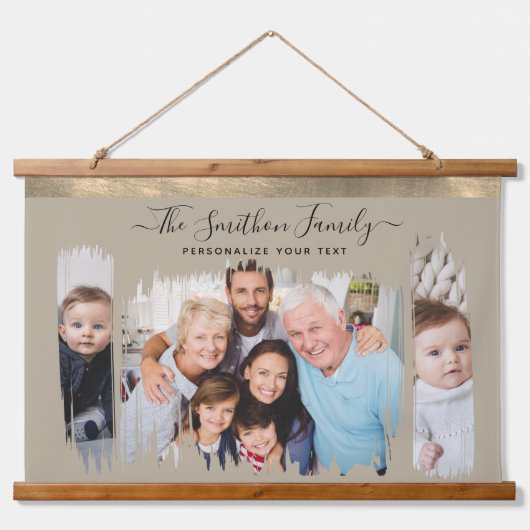 Tapisserie Suspendue Elégant Taupe Moderne & Or Ajouter Votre Famille D (Devant)