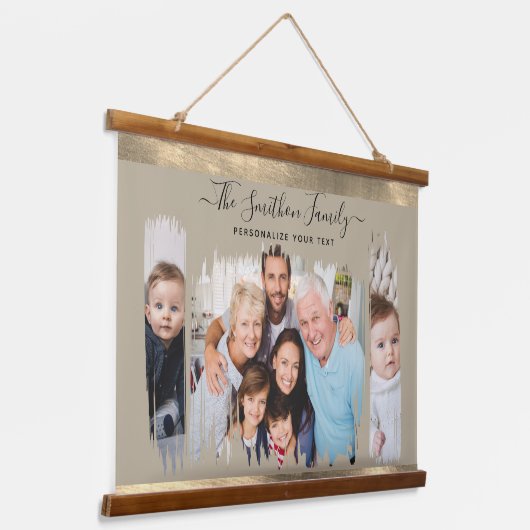 Tapisserie Suspendue Elégant Taupe Moderne & Or Ajouter Votre Famille D (Angulaire)