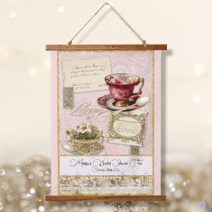 Tapisserie Suspendue Élégante fête de thé Vintage rose floral