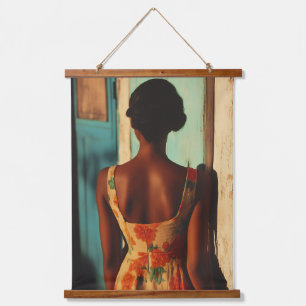 Tapisserie Suspendue Élégante robe florale de femme cubaine à l'heure d