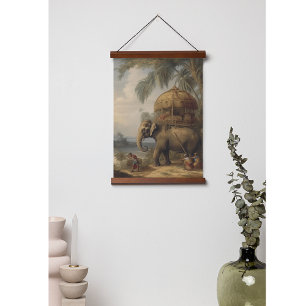 Tapisserie Suspendue éléphant botanique vintage avec howdah aussi