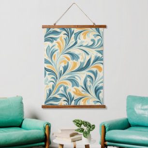 Tapisserie Suspendue Emerald Green et Gold Paisley Motif
