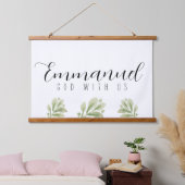 Tapisserie Suspendue Emmanuel God With Us Watercolor Feuilles Soll (Chambre à coucher)