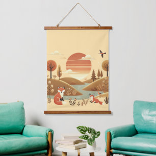 Tapisserie Suspendue "Enchanted Forest Sunset - Un magnifique Mur Art