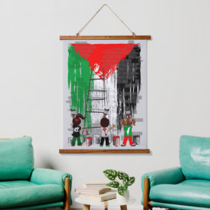 Tapisserie Suspendue Enfants de Gaza peignant le drapeau de la Palestin