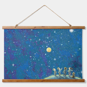 Tapisserie Suspendue Enfants Regardant Night Sky