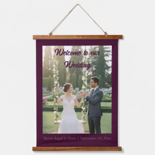 Tapisserie Suspendue Enseigne de bienvenue de mariage photo 26x36 Dark