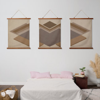 Tapisserie Suspendue Ensemble d'art abstrait moderne en bois