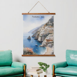Tapisserie Suspendue Été à Positano Italie Illustration Aquarelle