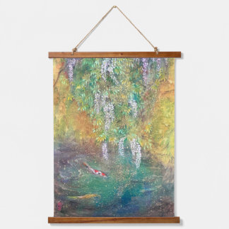 Tapisserie Suspendue Ethereal Wisteria: The Koi's Golden Dream