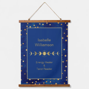 Tapisserie Suspendue Étoiles Célestes Mystiques Phase de Lune Bleu Mari