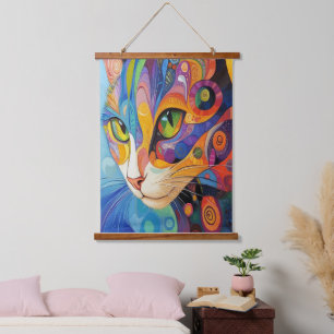 Tapisserie Suspendue Face de chat vibrante