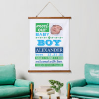 Faire-part de naissance de bébé garçon bleu modern