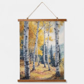Tapisserie Suspendue Fall Autumn Birch Trees Nature Landscape Art (Recto)