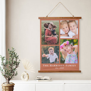 Tapisserie Suspendue Famille 4 Photo Collage Terracotta