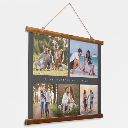 Tapisserie Suspendue Famille 5 Photo Collage Simple Moderne (Angulaire)