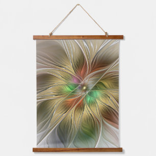 Tapisserie Suspendue Fantaisie florale avec fractal abstrait moderne or