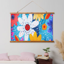 Fantaisistes Rétro Colorées Marguerites et Points