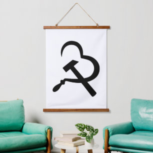Tapisserie Suspendue Faucille Et Marteau, Cœur, Amour, Communisme