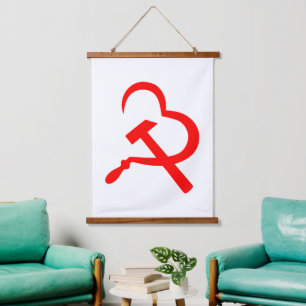 Tapisserie Suspendue Faucille et marteau, cœur, amour, communisme