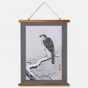 Tapisserie Suspendue Faucon sur branche enneigée, Ohara Koson