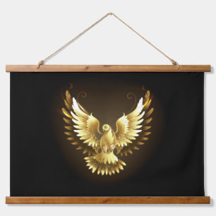 Tapisserie Suspendue Faux Gold Foil Peace Dove en noir