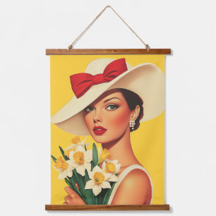Tapisserie Suspendue Femme élégante aux jonquilles