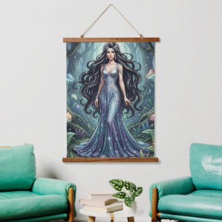 Tapisserie Suspendue Femme majestueuse avec une robe argentée