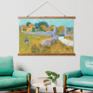 Tapisserie Suspendue Ferme Van Gogh En Provence Vieux Mur En Bois