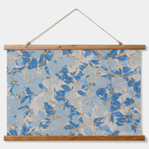 Tapisserie Suspendue Feuille d'or bleue