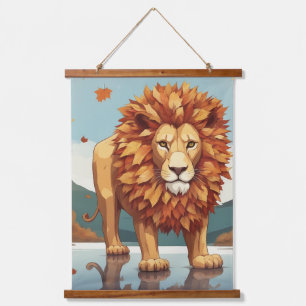 Tapisserie Suspendue Feuilles d'automne Lion mâle