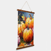Tapisserie Suspendue Feuilles d'automne rustiques Citrouilles colorées (Angulaire)