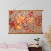 Tapisserie Suspendue Feuilles rouges avec Raindrops (Chambre à coucher)